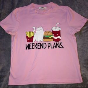 Urban planet soft light pink top/shirt with a cute fast-food/cat print/ Pajama